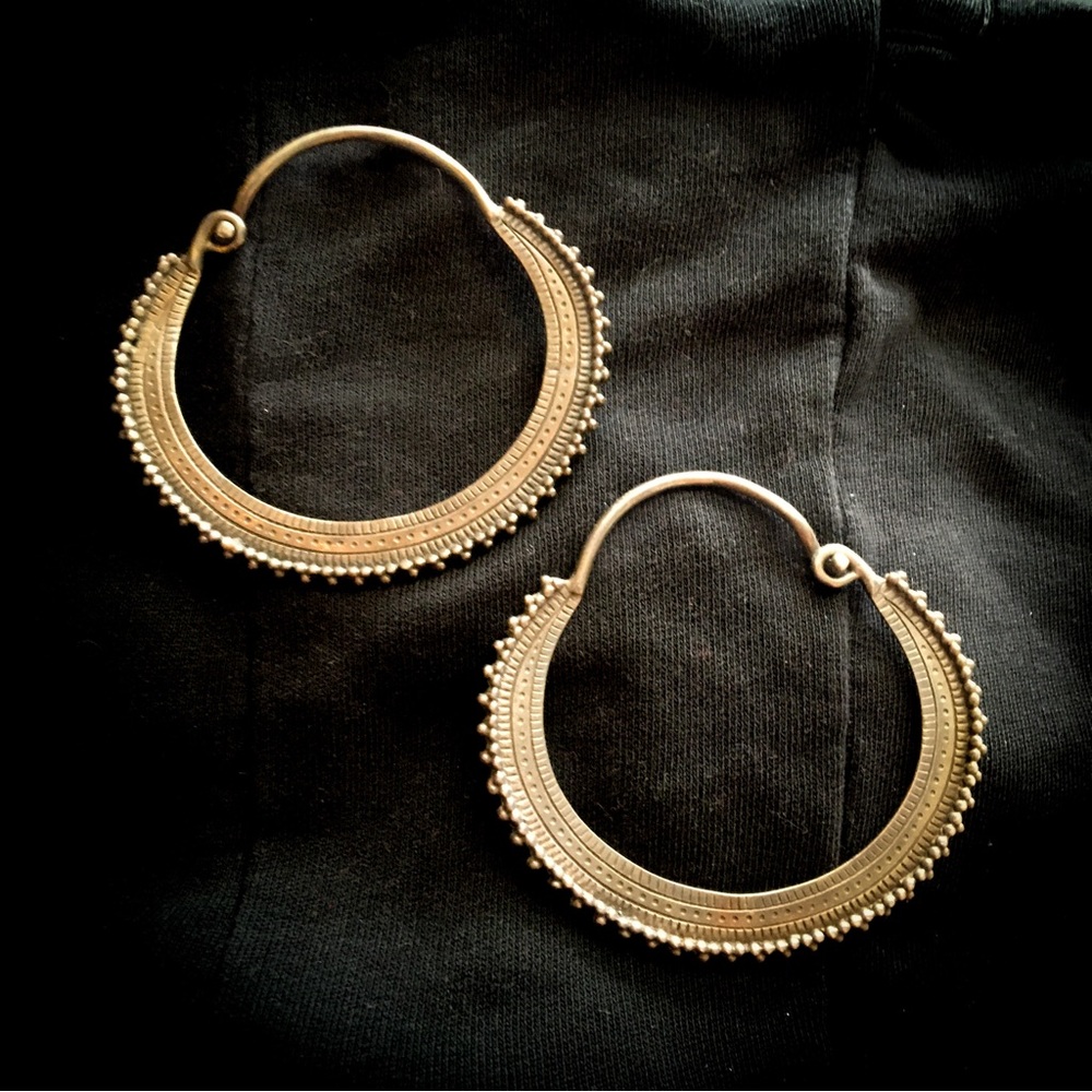 Afghan Hoop Hanger Earrings, large by Maya Jewelry, wear through tunnels plugs
